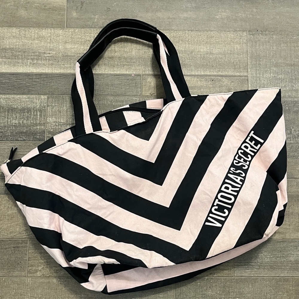 Victoria's Secret Chevron Black and Pink Tote